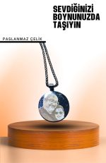 Yuvarlak Metal Lazer Baskılı Kolye - Görsel 2